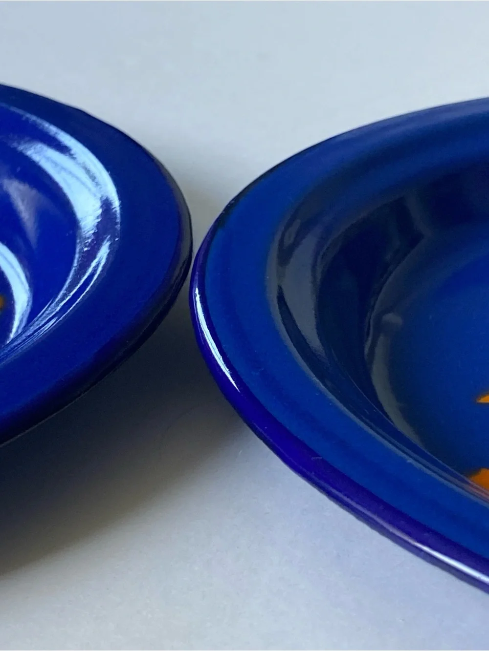 Vintage Kockums Sweden Enamelware 2 Plates Celestial Sun Noon Stars 8.75” Blue